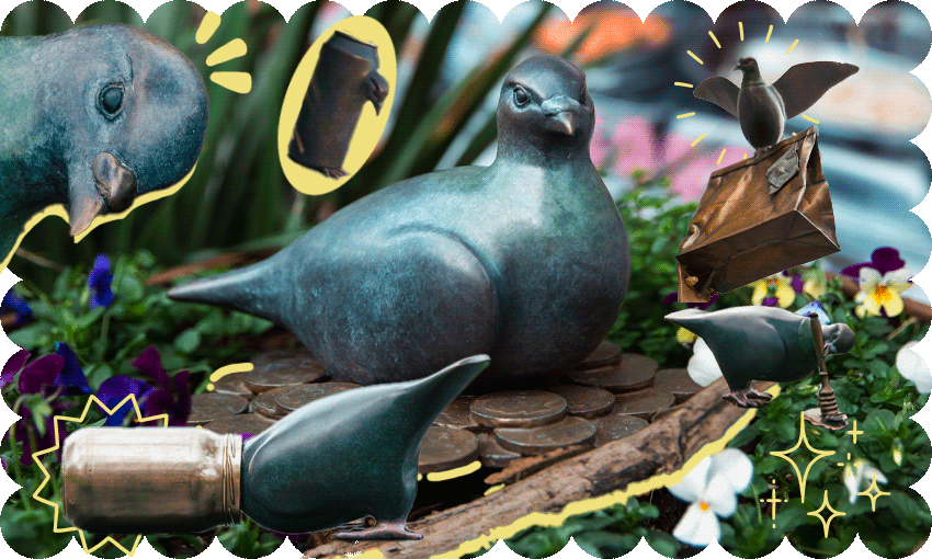 Wellington’s a business hub, and home to many pigeons, real and bronze (Images: Wellington NZ, additional design: Tina Tiller)
