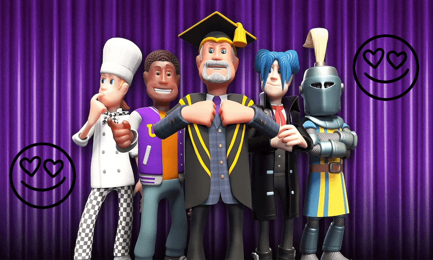 A few of your wacky colleagues from the delightful new game Two Point Campus. 
