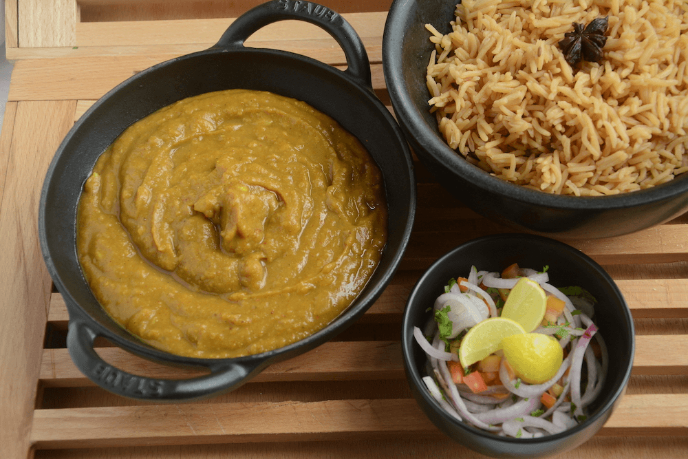 Homemade dhansak , kachubar and rice (Photo: Perzen Patel) 

