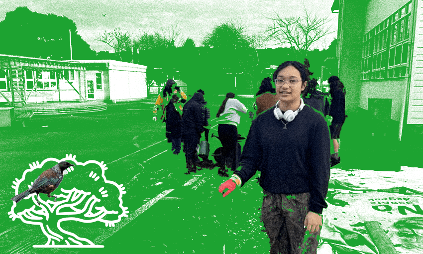 Taitā College head girl Jacinta Po Ching says she wants to restore what she and her whānau have lost in terms of both language and land. (Photo Nadine Hura / Design Alessandra Banal)