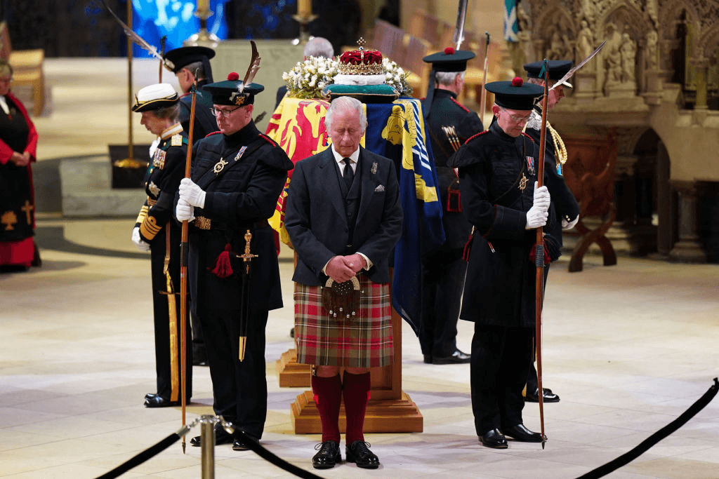 King Charles III attends a Vigil at St Giles’ Cathedral (Photo by JANE BARLOW/POOL/AFP via Getty Images) 
