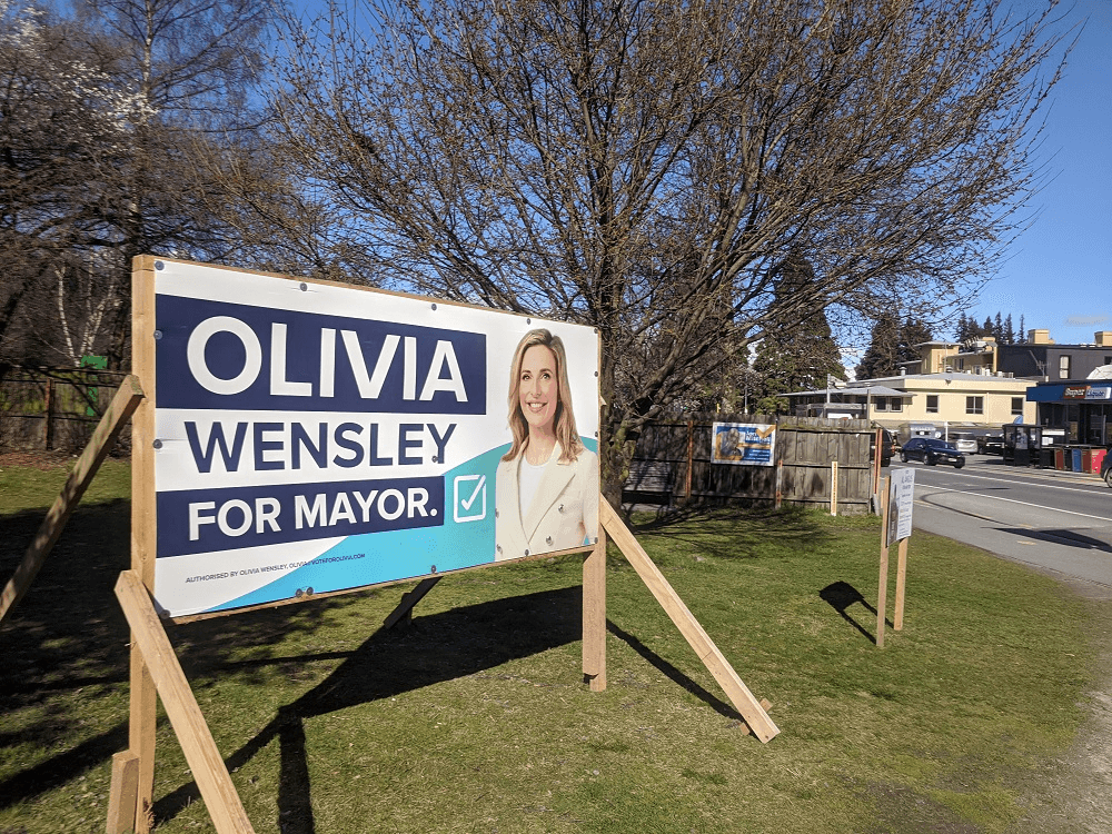 big sign of livia wensley in the sunshine