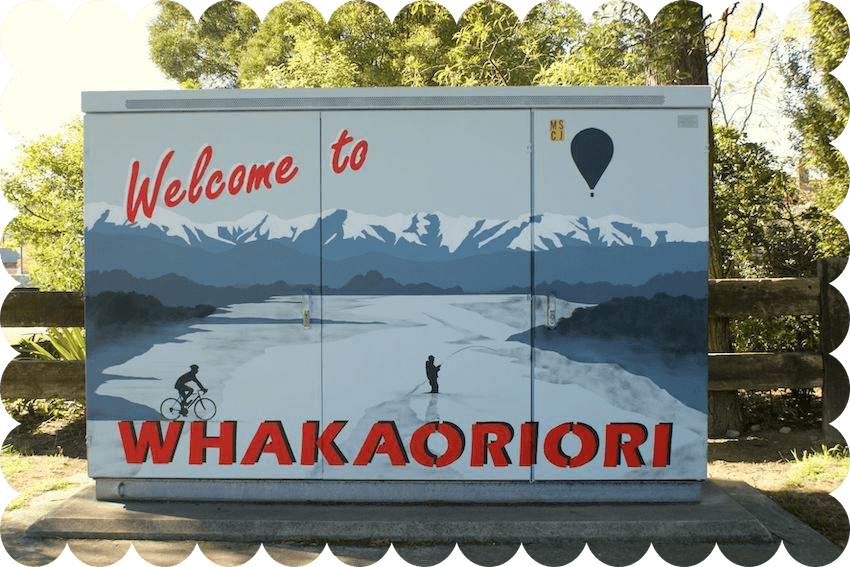 The painted “Welcome to Whakaoriori” box. (Image: Supplied) 
