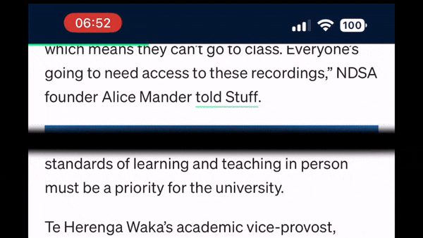 Animated gif of an app scrolling, with menubars hiding on scroll.