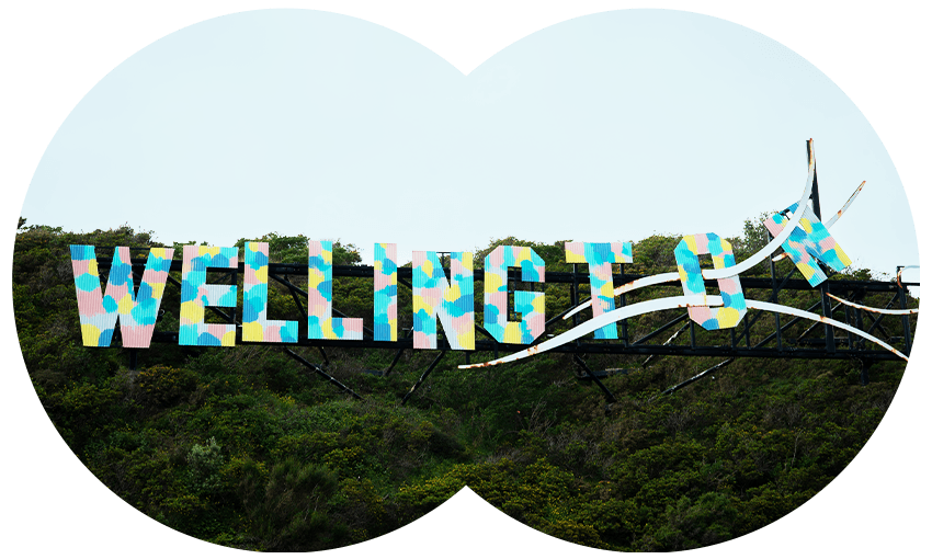 The Wellington Blown Away sign in its new colours (Photo supplied by the artist) 
