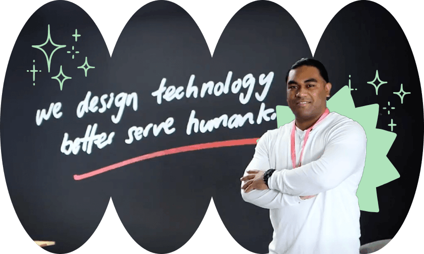 Take2 graduate Siosaia Maka in the Rush office in Auckland (Photo: Supplied) 
