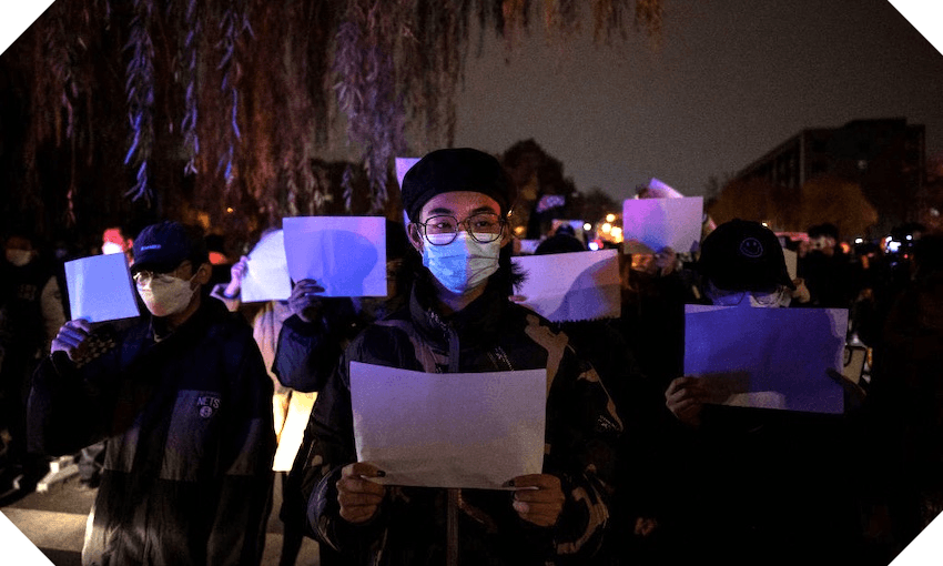 Protestors in Beijing (Photo: Kevin Frayer/Getty Images) 
