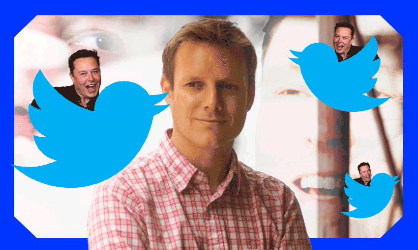 Hamish McKenzie and several Elons Musk. Design: Tina Tiller