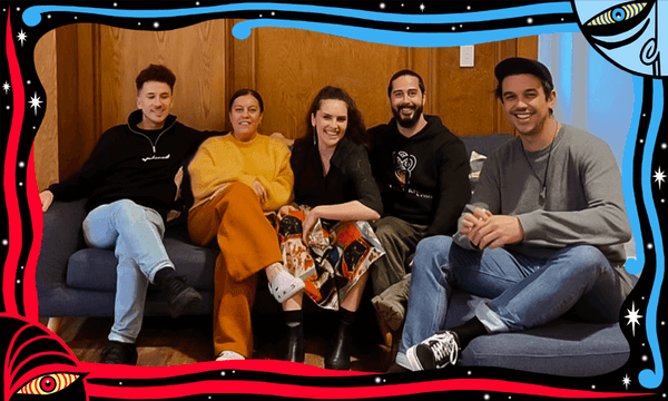 It’s not goodbye forever, it’s mā te wā from the Nē? team, L-R: Hemi Kelly (guest), Leonie Hayden, Meriana Johnson, Te Kuru o te Marama Dewes and Te Aihe Butler.  
