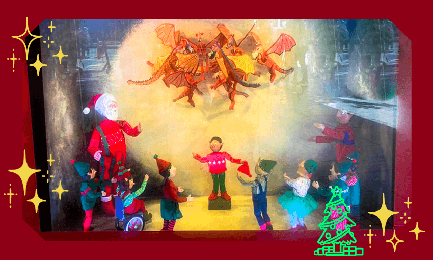 The 2022 Christmas window display, courtesy of a collaboration between David Poulton and Kevin Broadfoot. (Photo: Sam Brooks, Image Design: Tina Tiller) 
