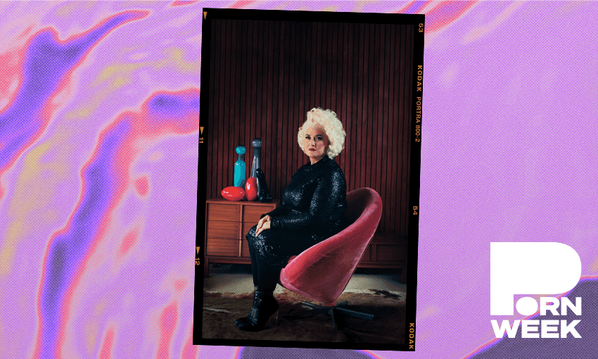 Astrid Glitter, the woman behind John, New Zealand’s only gay pornographic feature film. (Portrait: Byron Coll, Image Design: Tina Tiller)