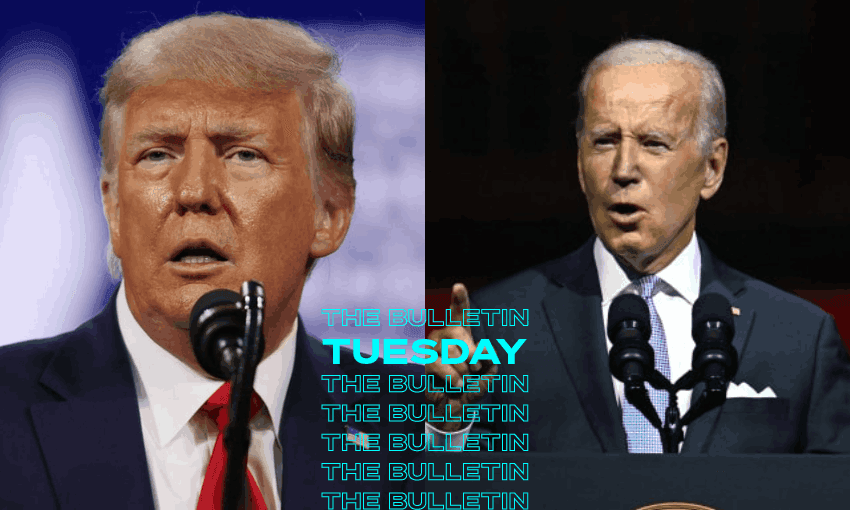Both Trump and Biden are on the campaign trail as election day approaches (Images: RNZ/Getty/AFP)