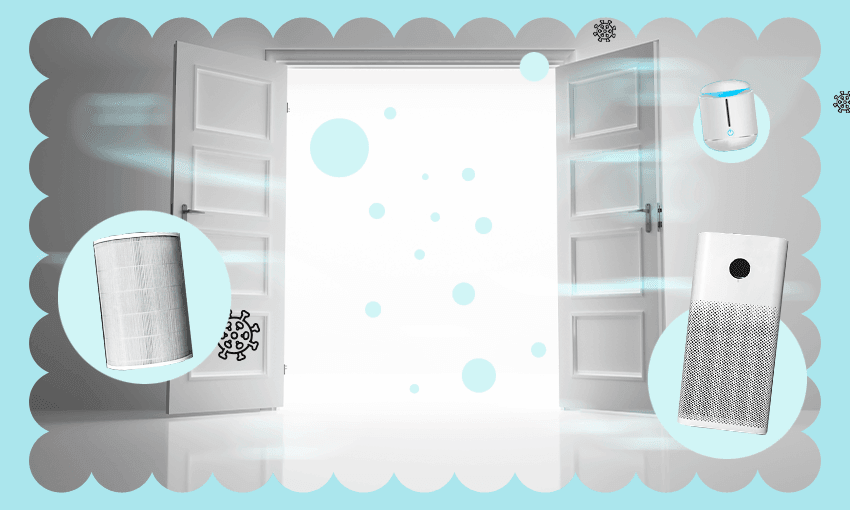 blue tinged doors open with a filter in a little blue bubble