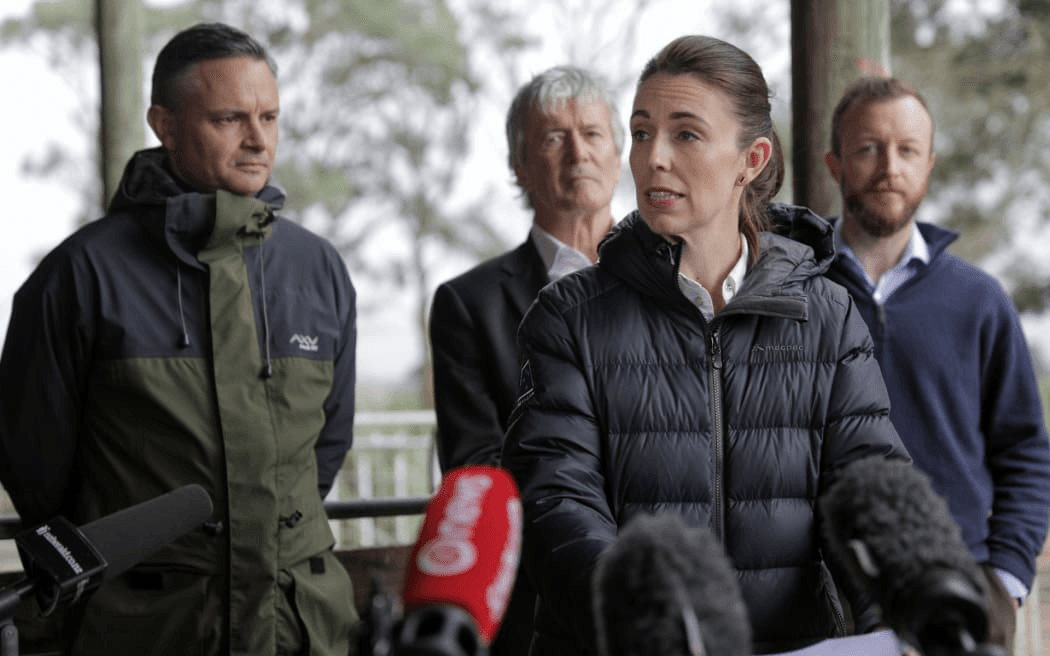 Prime Minister Jacinda Ardern announcing the government’s initial farm emissions pricing proposals in October. (Image: RNZ / Angus Dreaver) 
