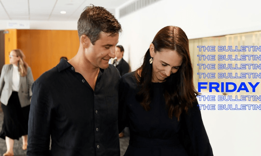 Clarke Gayford and Jacinda Ardern in Napier. Photo: Getty Images 
