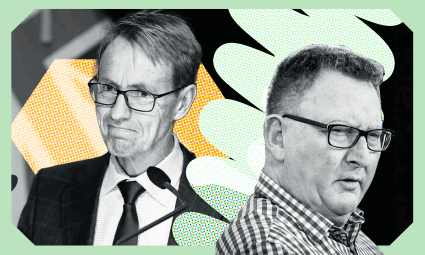 Former director general of health Sir Ashley Bloomfield and Reserve Bank governor Adrian Orr (Photos: Getty Images; Design: Tina Tiller)