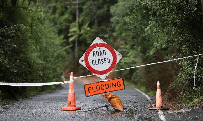 An Auckland road closed after severe flooding (Photo by Fiona Goodall/Getty Images) 
