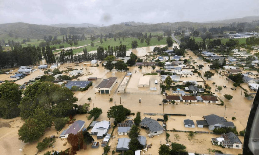 Extent of flooding in Wairoa surveyed from the air (Image: Hawke’s Bay Civil Defence Emergency Management Group) 
