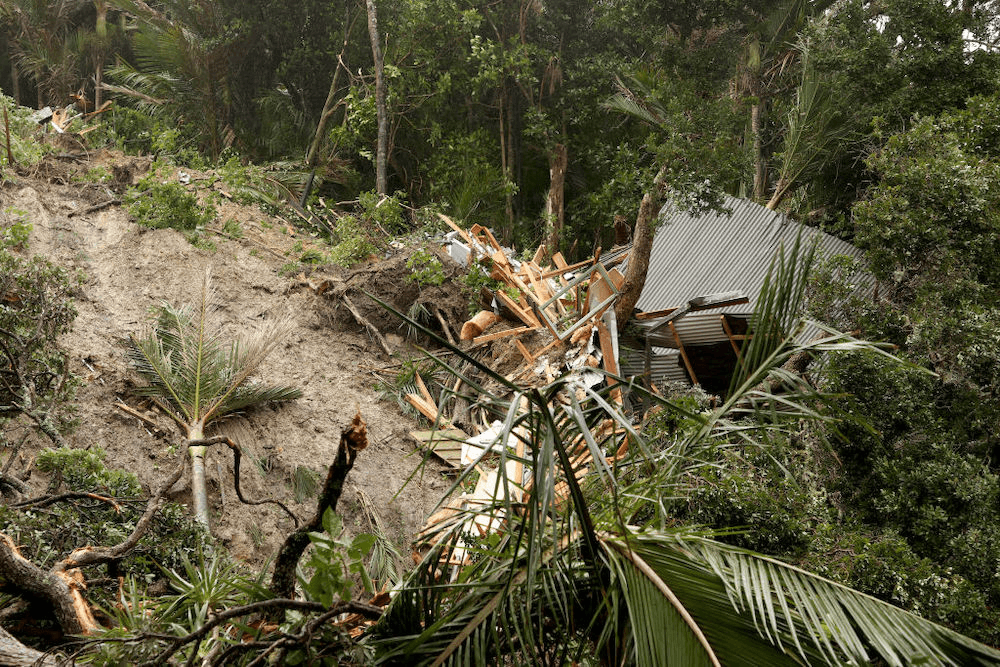 A Muriwai home destroyed by a large landslide on Moututara Road. Photo: Getty 
