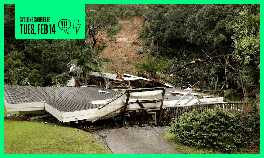 A cyclone-damaged house in Muriwai, West Auckland (Photo: Getty Images)
