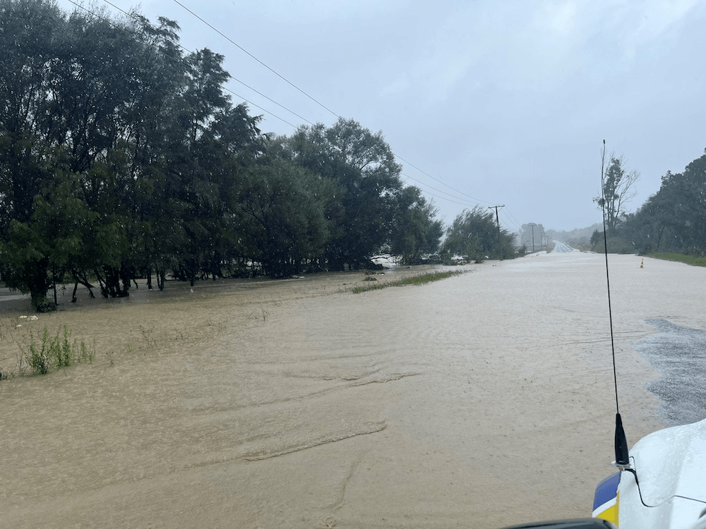 Flooding on a Gisborne street.