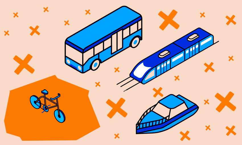 cartoon images of trains buses and bikes