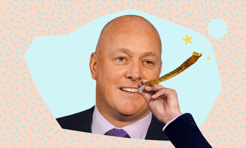 Christopher Luxon having a nice time (Image: Tina Tiller) 
