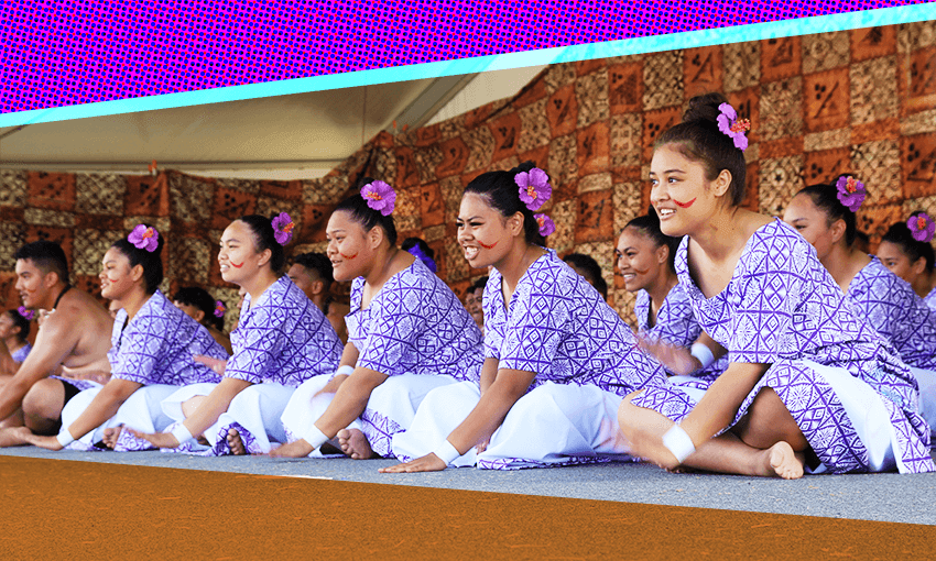 Girls from Ōtāhuhu College getting ready for their sasa dance item. (Photo: Sela Jane Hopgood) 
