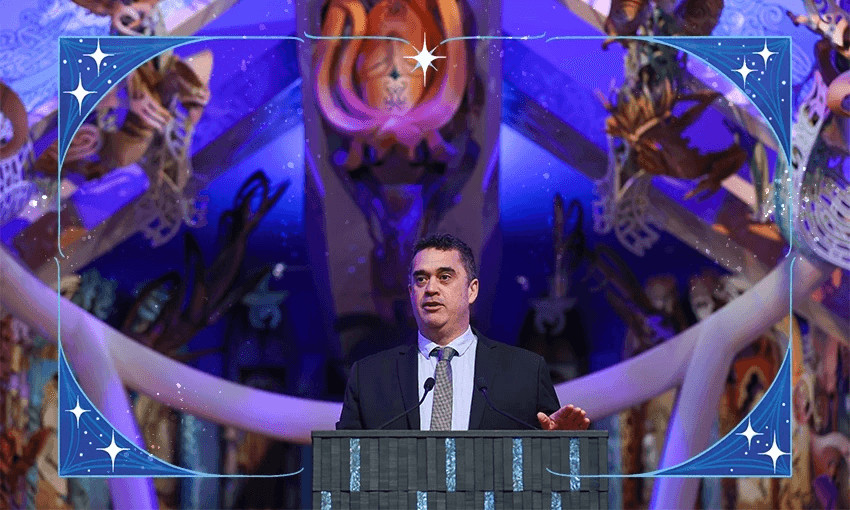 Rangi Matamua speaking at a dawn event for the announcement of the Matariki holiday (Photo: Getty Images)