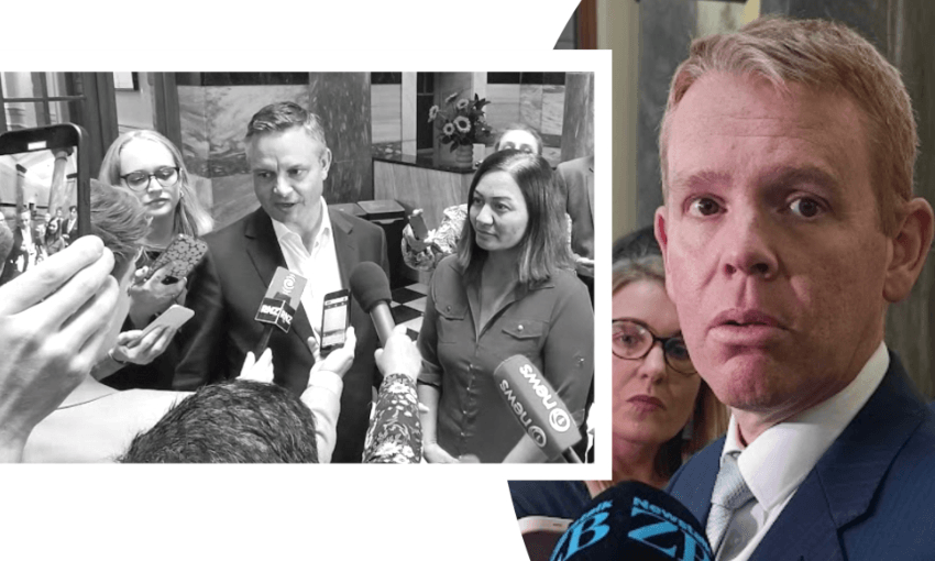 James Shaw, Marama Davidson and Chris Hipkins.