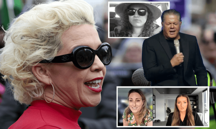 Kellie-Jay Keen-Minshull aka Posie Parker, Hannah Spierer of Counterspin, Brian Tamaki, Alia Bland and Chantelle Baker. Main pic: Getty Images