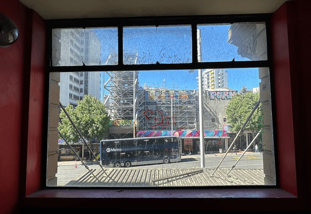 A bleak view of the St James Theatre.