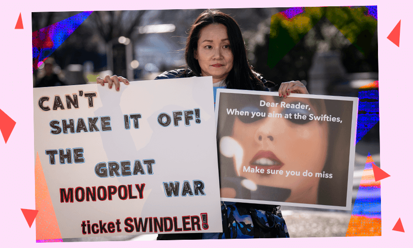 A Taylor Swift fan protests Ticketmaster.