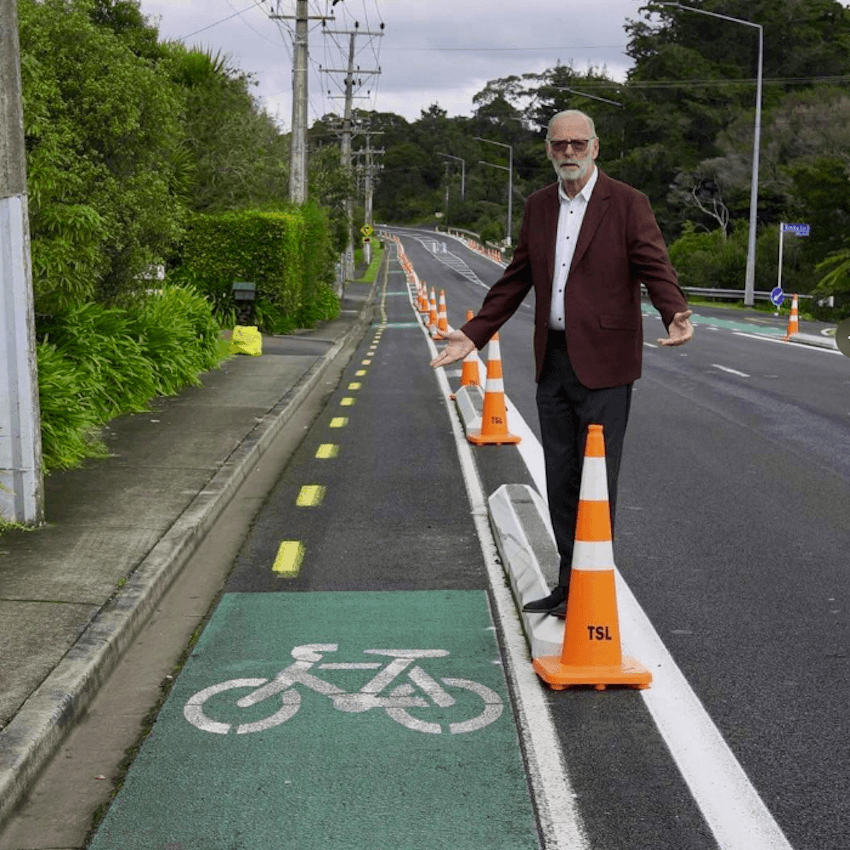 Mayor Brown at the Upper Harbour Cycleway.