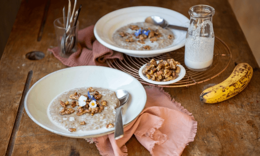 Banana buckwheat porridge with honey walnuts (Photo: Emma Boyd) 
