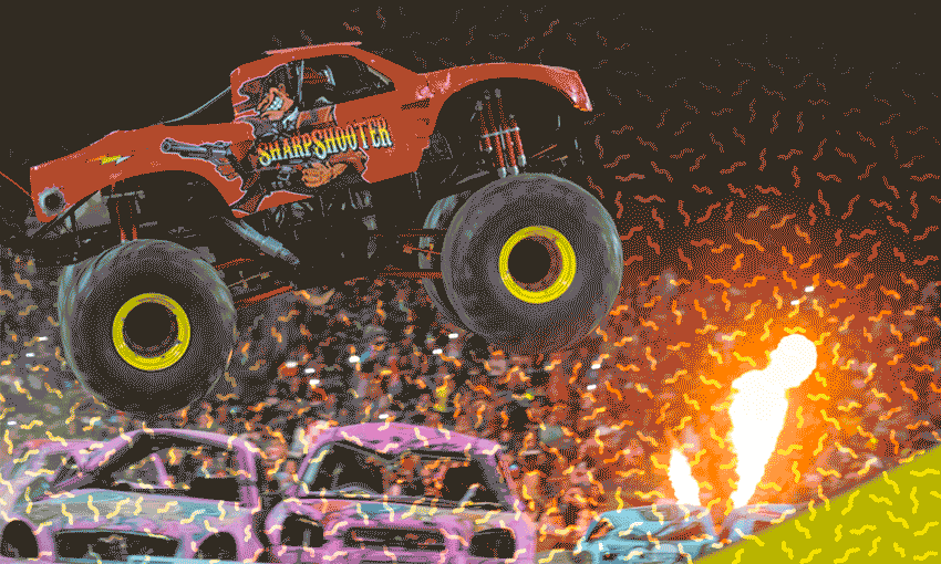 ‘MONSTER TRUCK MAYHEM’ (Image: Facebook, additional design: Tina Tiller) 
