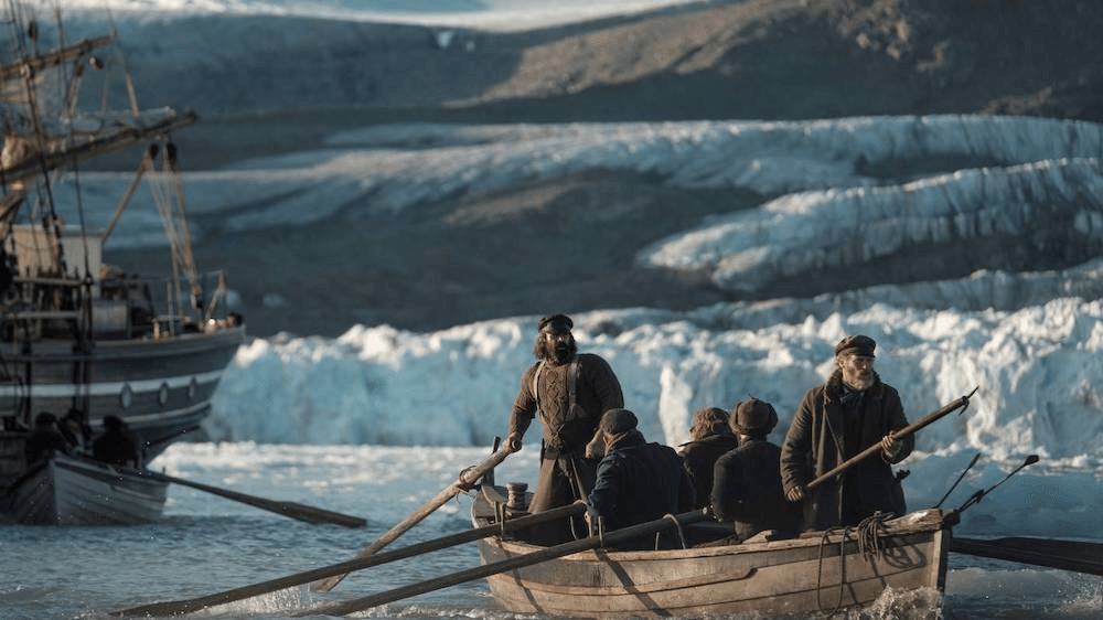 A pack of whalers in Antarctica depicted in the TV show The North Water.