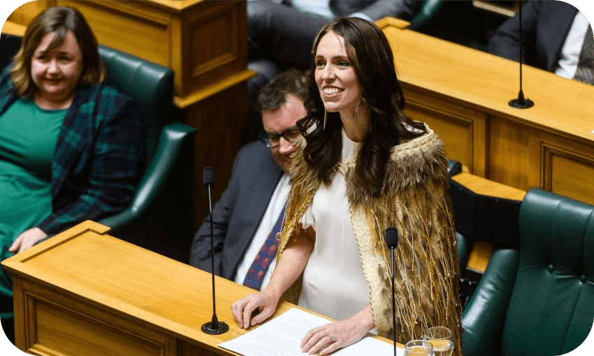 Jacinda Ardern delivers her valedictory speech to parliament. Photo: Mark Coote/Getty images 
