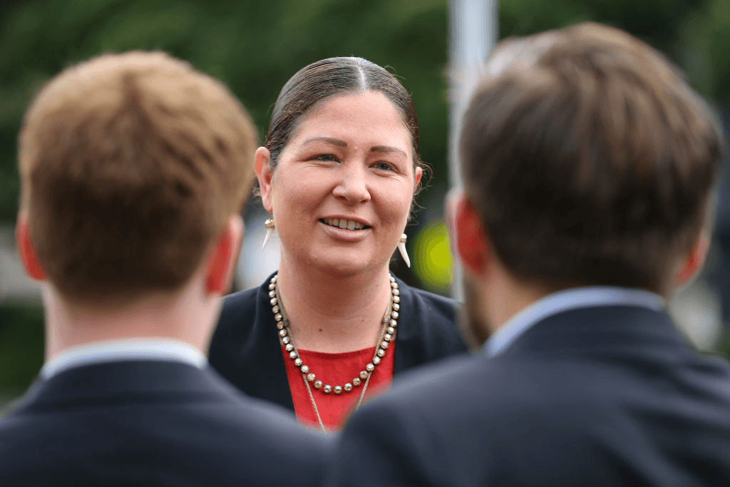 New cabinet minister Willow-Jean Prime speaks to media