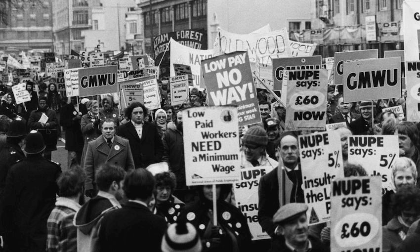 Striking ambulance workers protest the government’s 5% limit for pay rises, London, 22nd January 1979.  (Photo: Central Press/Hulton Archive/Getty Images) 
