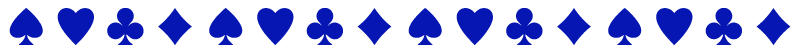 A line of dark blue card suit symbols – hearts, clubs, diamonds and spades
