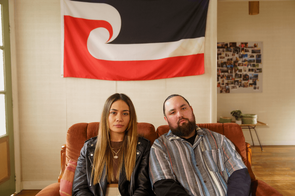 Nepia and Turia on set.