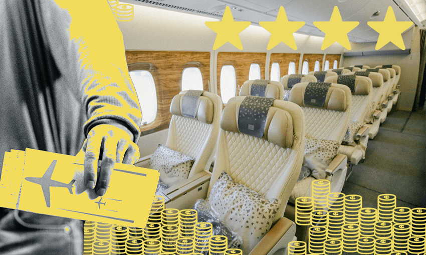 Seats on an Emirates A380 plane based in Auckland.