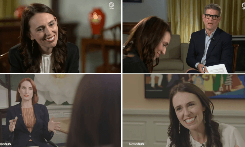Jacinda Ardern spoke to John Campbell and Samantha Hayes. Images: TVNZ/Discovery 
