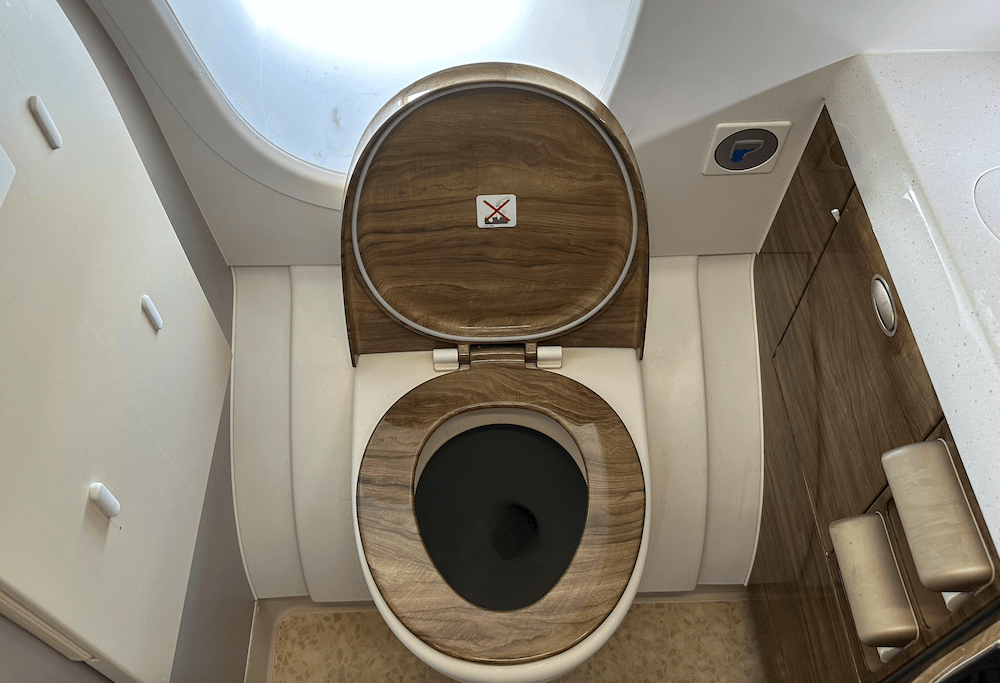 The toilet on board an A380. 