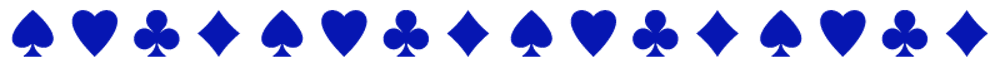 A line of dark blue card suit symbols – hearts, clubs, diamonds and spades