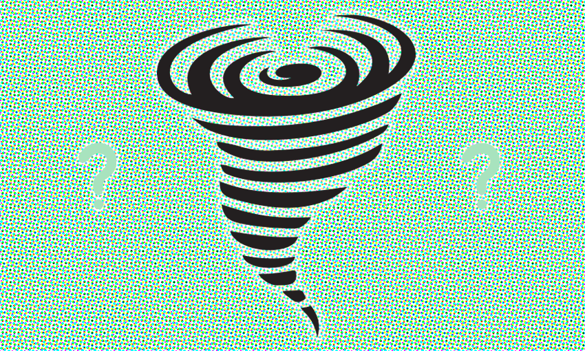 A tornado on a green background