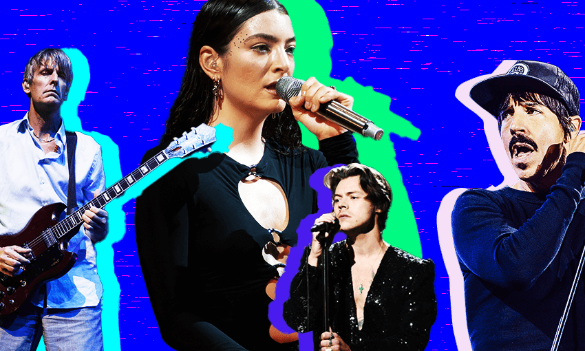 Pavement’s Stephen Malkmus, Lorde, Harry Styles and Red Hot Chili Pepper Anthony Kiedis (Image: Archi Banal) 
