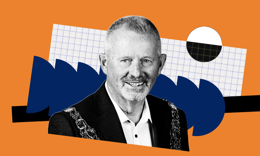 Invercargill mayor Nobby Clark against a backdrop