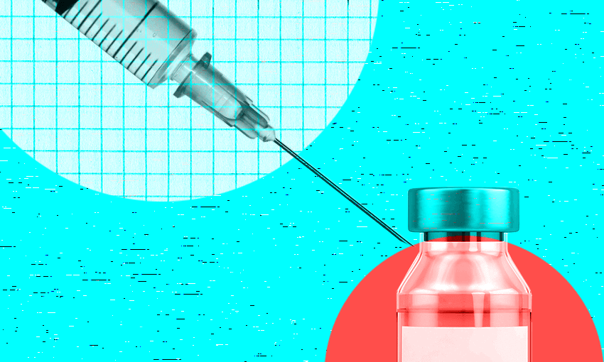 A vaccination needle and bottle